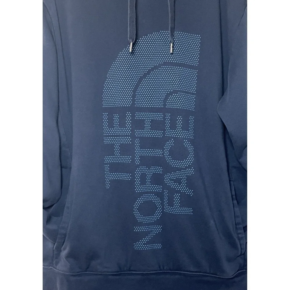 The North Face Pullover Hoodie Mens Navy Blue Logo Graphic Sweatshirt Sz Large